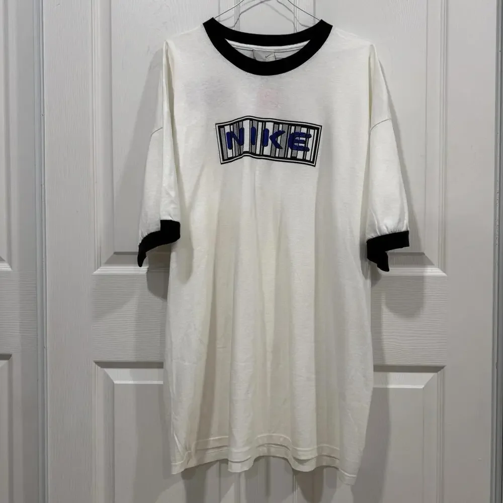 Men’s NIKE‎ NWT VINTAGE shirt size XLarge xl white blue Dead stock Rare Y2K